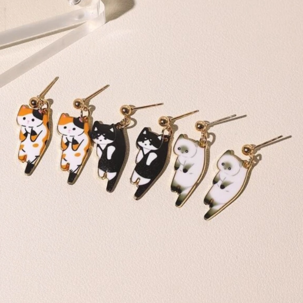 ❤️ FREE Cat Kitten Animal Drop Cute Pop Art Artsy Chic Modern Girly Earrings Set